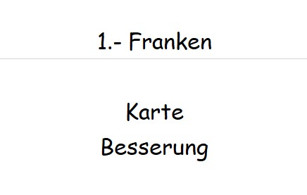 1.- Franken Doppelkarte A6 mit Couvert ----- Besserung