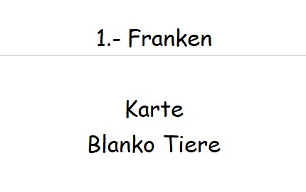 1.- Franken Doppelkarte A6 mit Couvert ----- Blanko Tiere