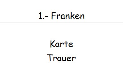 1.- Franken Doppelkarte A6 mit Couvert ----- Trauer