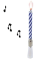 Preview: Kerze 8 cm - Musik Happy Birthday mit 3 Ersatzkerzen
