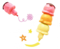 Preview: Be happy Textmarker Eiszauber  3 Farben - gelb - orange - pink