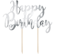 Preview: Tortendeko 23cm Happy Birthday silber