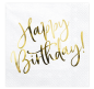 Preview: Servietten 20 Stück - Happy Birthday - Schriftzug gold - Servietten weiss