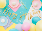 Preview: Girlande Banner 16.5 x 62 cm - Happy Birthday gold