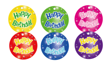 Ballongewicht Karton 10cm 9,5 g - sortierte Farben - Happy Birthday