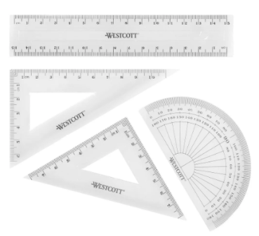 WESTCOTT Geometrie-Set - transparent 4-teilig