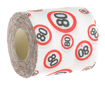 Toilettenpapier 10 cm x 25 m - Verkehrsschild - Zahl 80