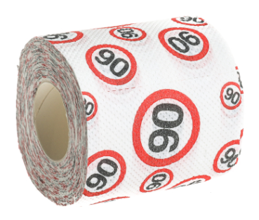 Toilettenpapier 10 cm x 25 m - Verkehrsschild - Zahl 90