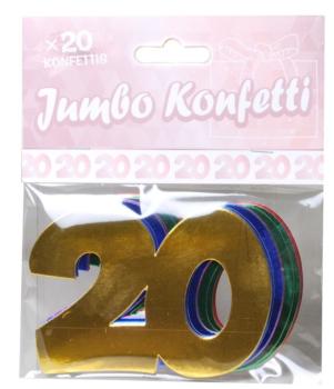 Jumbo Konfetti Pappe - 20 Stück ​7,5 cm x 10 cm - bunt Zahl 20