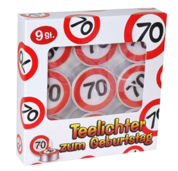 Teelichter 3.7 cm 9 Stück - Verkehrstafel - Zahl 70