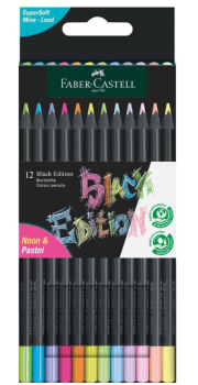 Buntstifte Black Edition Neon + Pastell 12 Farben Kartonetui