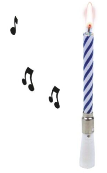 Kerze 8 cm - Musik Happy Birthday mit 3 Ersatzkerzen