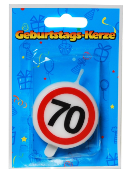 Tortenkerzen 5 cm - Verkehrstafel Zahl 70