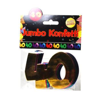 Jumbo Konfetti Pappe - 20 Stück ​7,5 cm x 10 cm - bunt Zahl 40