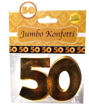 Jumbo Konfetti Pappe - 20 Stück ​7,5 cm x 10 cm - gold Zahl 50