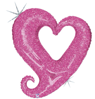 Jumbo Herz - Chain of Hearts Holographische - pink - Folienballon 94 cm ungefüllt
