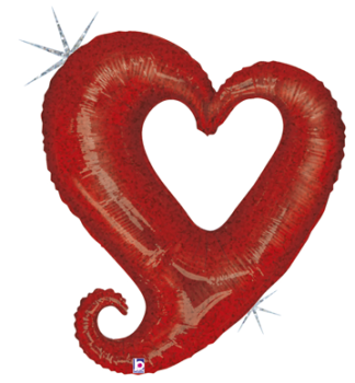 Jumbo Herz - Chain of Hearts Holographische - rot - Folienballon 94 cm ungefüllt
