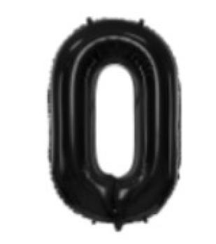 Folienballon 86 cm ungefüllt  - Zahl 0 - schwarz