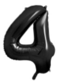 Folienballon 86 cm ungefüllt  - Zahl 4 - schwarz