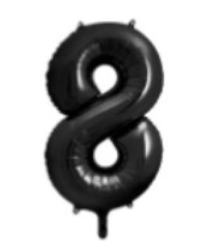Folienballon 86 cm ungefüllt  - Zahl 8 - schwarz