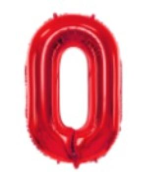 Folienballon 86 cm ungefüllt  - Zahl 0 - rot