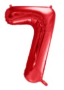 Folienballon 86 cm ungefüllt  - Zahl 7 - rot