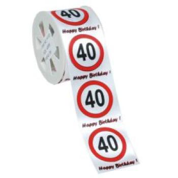 Satin Geschenkband 4 cm x 3 Meter - Happy Birthday - Verkehrstafel Zahl 40