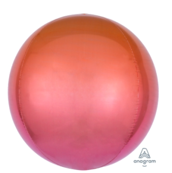 Ombre Orbz - metallic red und orange - Folienballon 40 cm ungefüllt