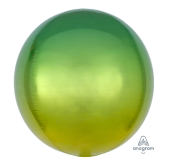 Ombre Orbz - metallic yellow und green - Folienballon 40 cm ungefüllt