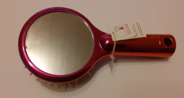 Haarbürste mit praktischem Spiegel - orange - pink