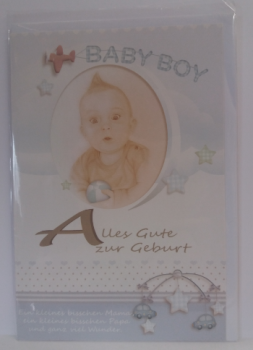 Alles Gute zur Geburt - Baby Boy - Doppelkarte A6 mit Couvert