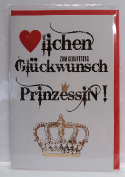 Herzlichen Glückwunsch zum Geburtstag Prinzessin - Doppelkarte A6 mit Couvert