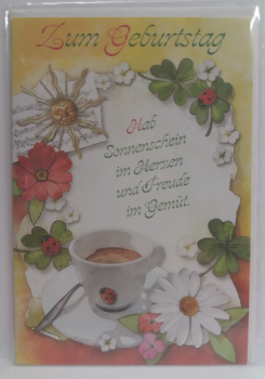 Zum Geburtstag - Hab Sonnenschein im Herzen und Freude im Gemüt - Doppelkarte A6 mit Couvert