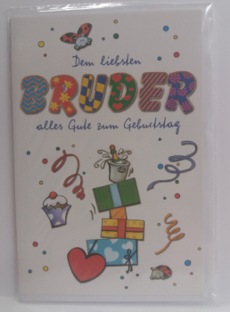 Dem liebsten Bruder alles Gute zum Geburtstag - Doppelkarte A6 mit Couvert