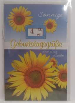 Sonnige Geburtstagsgrüsse und alles Liebe - Doppelkarte A6 mit Couvert