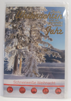 Frohe Weihnachten und ein gesudes neues Jahr - Schneeweisse Weihnacht - Doppelkarte A6 mit Couvert