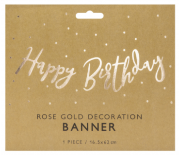 Girlande Banner 16.5 x 62 cm - Happy Birthday rosegold