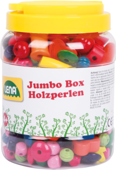 Holzperlen Jumbo Box Perlen in verschiedenen Grössen und Farben
