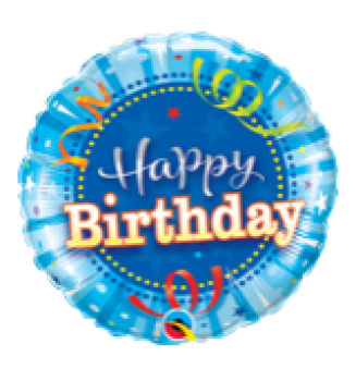 Happy Birthday Bright Blue - Folienballon 18 cm luftgefüllt