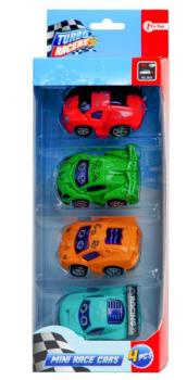 Turbo Racers Minis Gesicht - 4 Mini Autos mit Augen, 65 mm, mit Rückzug