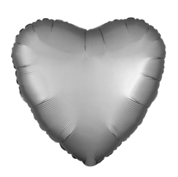 Herz Satin Luxe platinum -  silber - Folienballon 43 cm ungefüllt