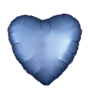 Herz Satin Luxe steel blue - stahlblau - Folienballon 43 cm ungefüllt