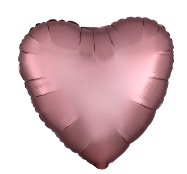 Herz Satin Luxe rose copper - rosé-gold - Folienballon 43 cm ungefüllt