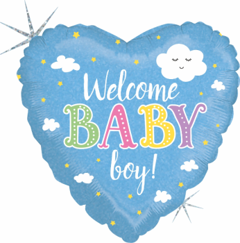 Welcome Baby Boy - Folienballon 45 cm ungefüllt