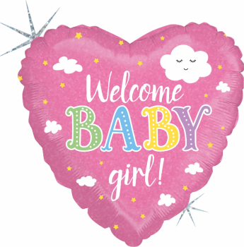Welcome Baby Girl - Folienballon 45 cm ungefüllt