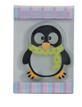Taschenwärmer 9 x 10 cm - Pinguin mit Schal grün