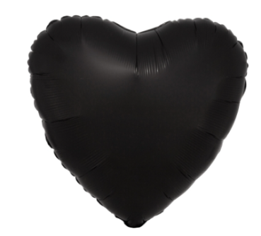 Herz Satin Luxe onyx - schwarz - Folienballon 43 cm ungefüllt