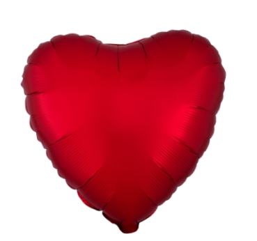 Herz Satin Luxe sangria - rot - Folienballon 43 cm ungefüllt