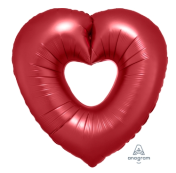 Jumbo Herz- Sangria Open Heart - rot - Folienballon 63 x 66 cm ungefüllt