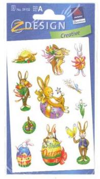 Creative - Papier Sticker, Motiv Hasen Ostern, 3 Bogen